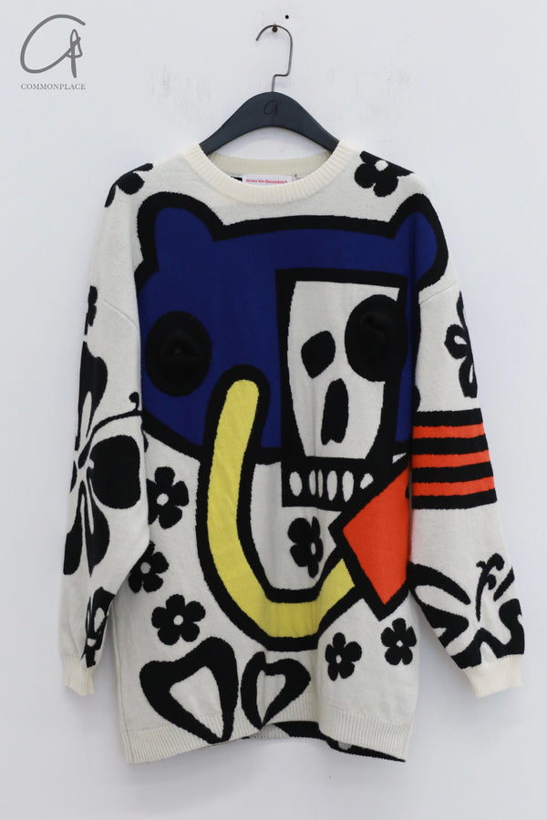 Walter van beirendonck 24 autumn and winter round neck sweater WVB-5001-Comb.I White